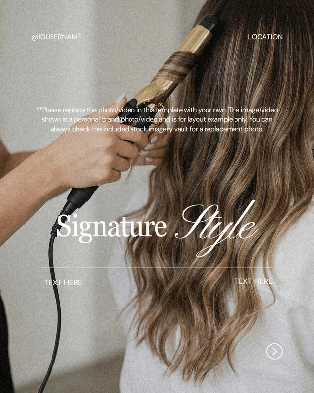 Customizable Canva Instagram post template for hairstylists — example 2