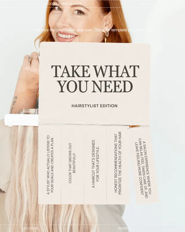Customizable Canva Instagram post template for hairstylists — example 4