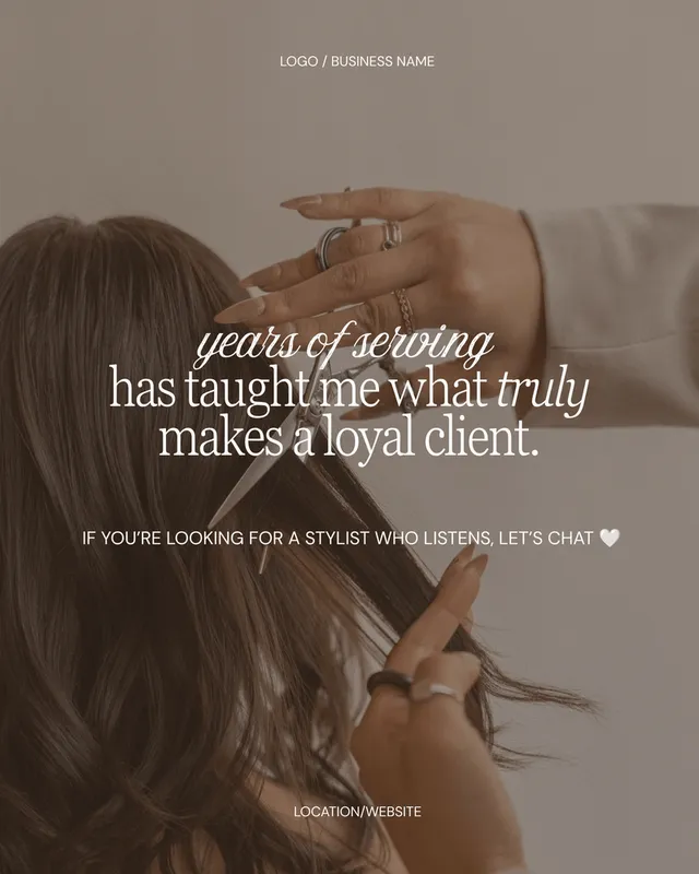 Customizable Canva Instagram post template for hairstylists — example 6